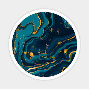 beautiful teal blue marble with gold glitter, marble pattern Magnet